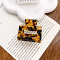 Pince à cheveux rectangulaire en acétate avec motif écaille de tortue pour femme - 5cm / Écaille Café