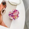 Pink and purple shell claw clip with marble texture and pearl detail accessory - 5cm / Floral Purple