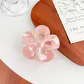 Pince à cheveux fleur de frangipanier rose nacré ajouré au design doux et élégant - 7.8cm Rose Pêche