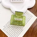Pince à cheveux carrée en acétate vert herbe translucide avec texture verticale - 5cm / Nouveau Vert