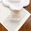 Pince à cheveux carrée évidée en acétate crème à motif marbré pour femme élégante - 5cm / Jaune Coquille