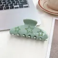 Eleganter minzgrüner Haarklammer aus Acetat mit funkelnden Strasssternen für Damen - Milchgrün Stern / 10cm