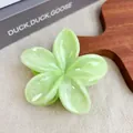 Pince à cheveux fleur vert clair avec effet marbré en acétate pour femmes - 7.7cm / Vert