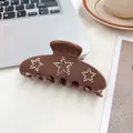 Eleganter kaffeebrauner Haarklammer aus Acetat mit funkelnden Strasssternmustern - Kaffee Stern / 10cm