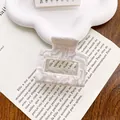 Pince à cheveux carrée en acétate avec motif marbré blanc et gris élégant - 5cm / Blanc Onde d'eau