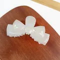 Pince à cheveux nœud en acétate blanc perlé avec finition brillante pour la coiffure - 11cm (Grand) / Blanc Sirène