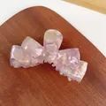 Pince à cheveux en acétate marbré rose et violet avec finition nacrée élégante - 11cm (Grand) / Mauve Clair