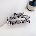 Grande pince à cheveux en acétate avec motif marbré noir et blanc élégant pour femme - 10.5cm / Gris Roche