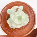 Elegant white and green marble acetate rose hair claw clip with a glossy floral design - 4.5CM / Light Green