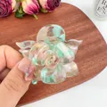 Pince à cheveux rose 3D en acétate avec un dégradé élégant de rose et vert pastel - 5,5 cm Rose Vert