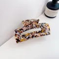 Pince à cheveux rectangulaire en acétate avec motif écaille de tortue marron vintage - 10.5cm / Jaune Roche