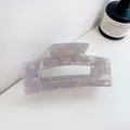 Pince à cheveux rectangulaire en acétate avec texture marbrée lavande pour le style - 10.5cm / Gris Cristal de Glace