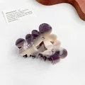 Pince à cheveux fleurie élégante en acétate dégradé violet avec strass et effet marbré - Jaune & Violet