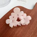 Pince à cheveux fleur rose en acétate avec strass brillants et finition glacée - Rose Clair