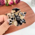 Pince à cheveux rose élégante en acétate brillant avec motif écaille de tortue - 5,5 cm Écaille Beige