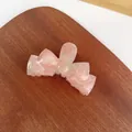 Pink and white marble acetate butterfly hair claw clip with a glossy finish for women - 7.6cm (Small) / Light Pink