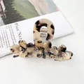 Tortoiseshell acetate flower hair claw clip with crystal rhinestones in elegant pattern - 7.3cm Beige Tortoise