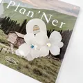 Pince à cheveux élégante en acétate blanc avec motif floral et strass arc-en-ciel - M / Blanc Sirène