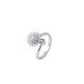 Sparkling silver daisy ring featuring micro-paved cubic zirconia in flower design - Silver Daisy