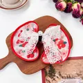 Pinza para el pelo con lazo de flores rojas, encaje blanco y detalle de perla - Lazo de Borde Rojo