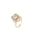 Golden flower ring featuring layered hollow petals with micro-pave crystals and center stone - Gold Hollow Sunflower