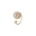 Sparkling gold sunflower ring with baguette-cut zircons and micro-pave crystals - Gold Sunflower