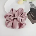 Pink velvet scrunchie hair tie with silver rhinestones on a minimalist white table - Large / Dusty Pink