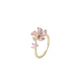 Gold spinning ring featuring pink zircon flower and star stones in a minimalist style - Gold Pink Floral and Star