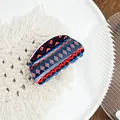 Bohemian acrylic hair claw clip with colorful geometric tribal patterns in deep blue and red - Small Diamond Red Black