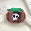 Κλαμερ μαλλιών Halloween σε σχήμα καζάνι με νεκροκεφαλή και πράσινες λεπτομέρειες - Κρανίο
