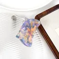 Cat-shaped acetate hair claw clip with purple and orange marble texture and gold accents - Purple