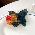 Creative koi goldfish hair claw clip made of premium translucent orange acetate material - Dark Green Goldfish
