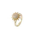 Golden sunflower ring featuring sparkling zircon micro-pave and detailed petals - Gold Sunflower