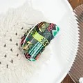 Semi-circle acrylic hair claw with colorful geometric bohemian tribal patterns - Small Sun Cyan