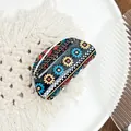 Bohemian acrylic shark hair claw with ethnic geometric patterns on a black base finish - Small Snowflake Black