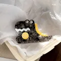 Pince à cheveux dinosaure mignonne en acétate marbré gris et noir pour enfant - Gris foncé