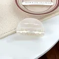 Iridescent semi-circular PVC hair claw clip with a pearlescent finish for women - Semi-circle 8.2cm / Iridescent White