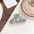 Polychrome water-drop pattern cellulose acetate hair claw clip in vibrant artistic colors - Gray - Round Head