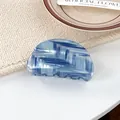 Blue weave pattern semi-circular hair claw clip with stylish acetate resin texture - Semi-circle 8.2cm / Light Blue