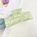 Pince à cheveux rectangulaire en acétate marbre vert clair pour femmes élégantes - 10.5cm / Vert