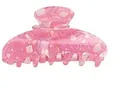 Pink marble pattern large PVC hair claw clip with elegant water ripple design - Rose Red - Round Head
