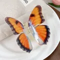 Vue détaillée d'une pince à cheveux papillon avec dégradé orange et finition brillante - Orange