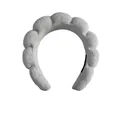 Plush light grey puffy headband with a soft cloud wave design for skincare use - Single Hairband / Gray