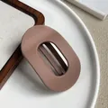 Flat oval matte duckbill hair clip in elegant dusty rose pink Morandi shade - Khaki