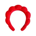 Padded bright red braided sponge headband for high crown styling in textured fabric - Single Hairband / Red