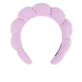 Pink cloud sponge headband in soft toweling fabric for facial washing and skincare - Single Hairband / Light Purple