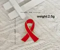 Broche ruban rouge en émail et alliage doré mesurant 2,8 cm pour sensibilisation - Rouge
