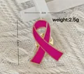 Broche en émail ruban rose pour sensibilisation au cancer du sein, hauteur de 2,8 cm - Rose rouge