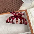 Pinza per capelli a polpo in acetato con motivo tartarugato rosso e beige - 9.8cm / Floreale Rosso Vino