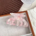 Pinza per capelli in acetato con trama marmorizzata rosa e bianca per acconciature - 9.8cm / Rosa Floreale